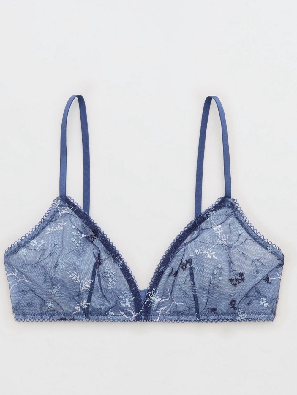 NWT American Eagle Show Off Embroidery Triangle Bralette Blue Mist
